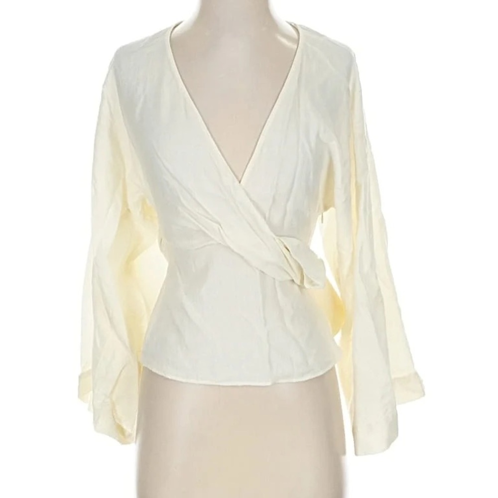 Zara Cream V-Neck Wrap Blouse